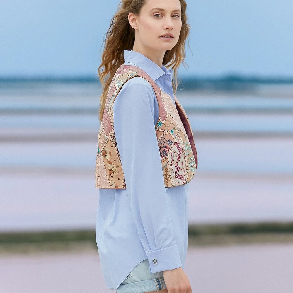 NWT Mes Demoiselles Paris 275 € New Manipura Embroidered Beaded Cropped Vest - Picture 3 of 16